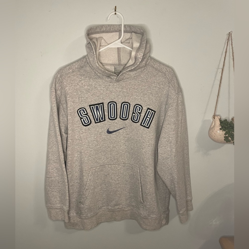 Vintage Nike center swoosh spell out grey hoodie